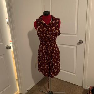 Collared maroon dress
